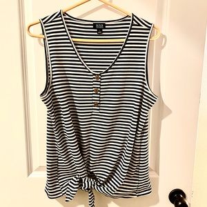a.n.a striped tie-front tank